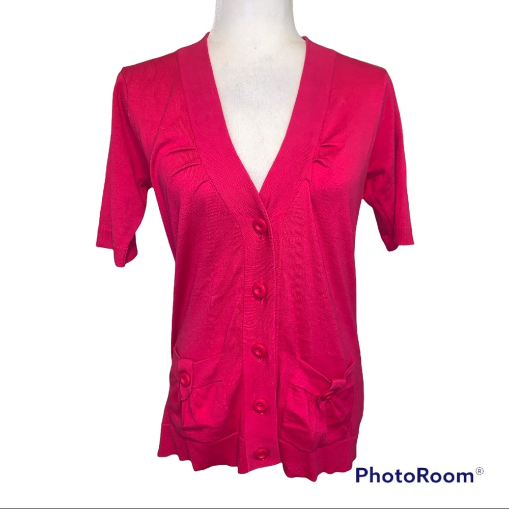 Ann Trinity Fuschia Button Front Cardigan Sz S